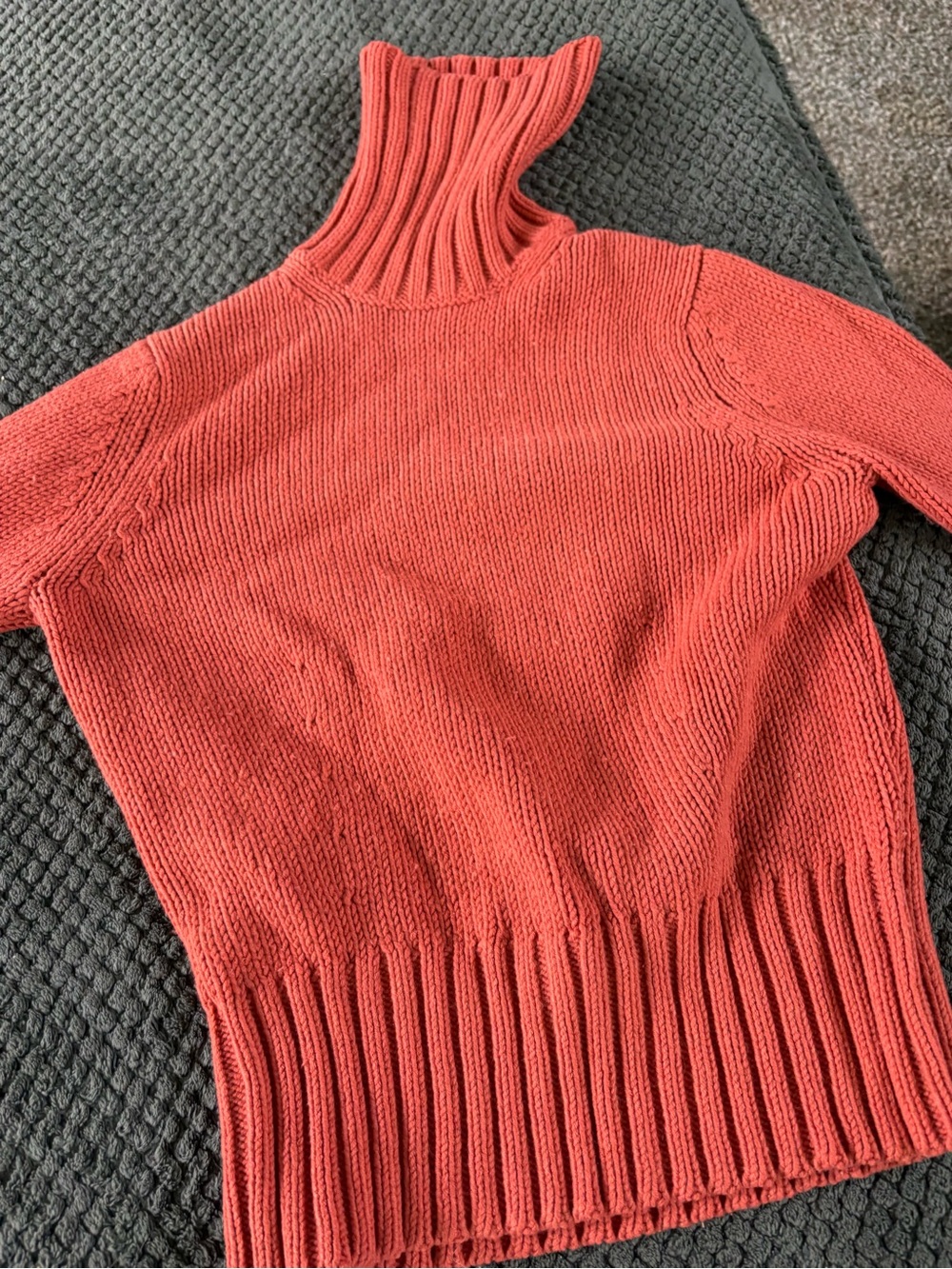 The Limited Coral Red Ribbed Turtleneck Sweater